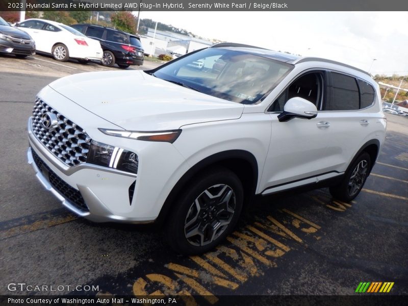 Serenity White Pearl / Beige/Black 2023 Hyundai Santa Fe Hybrid Limited AWD Plug-In Hybrid