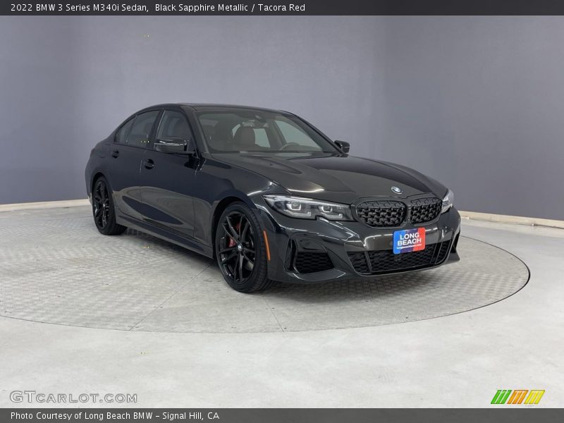Black Sapphire Metallic / Tacora Red 2022 BMW 3 Series M340i Sedan