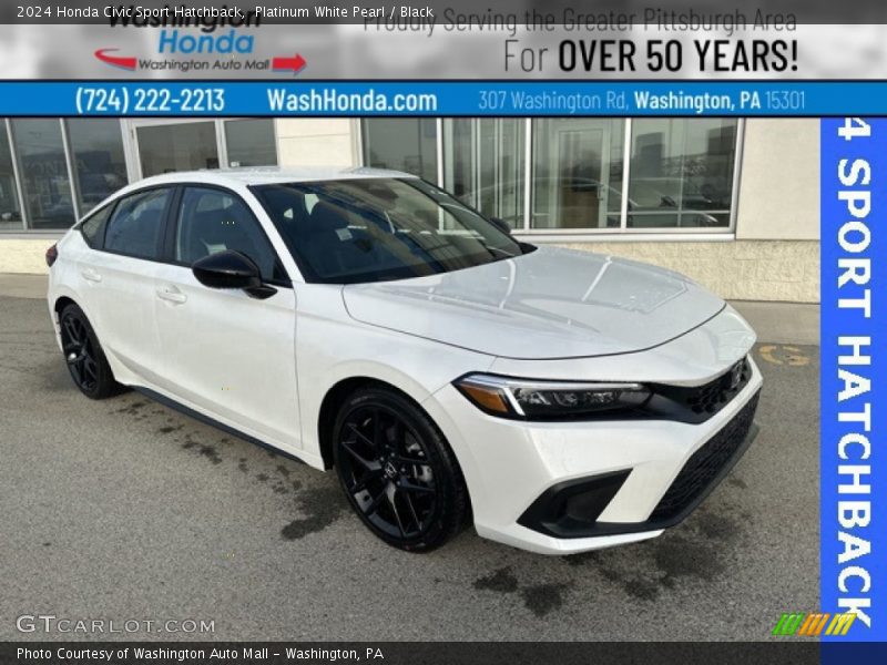 Platinum White Pearl / Black 2024 Honda Civic Sport Hatchback