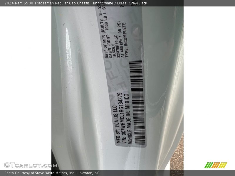 Bright White / Diesel Gray/Black 2024 Ram 5500 Tradesman Regular Cab Chassis