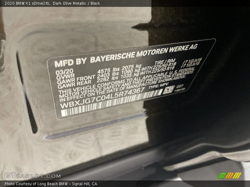 2020 X1 sDrive28i Dark Olive Metallic Color Code C07
