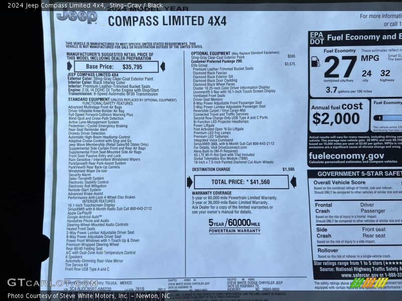  2024 Compass Limited 4x4 Window Sticker