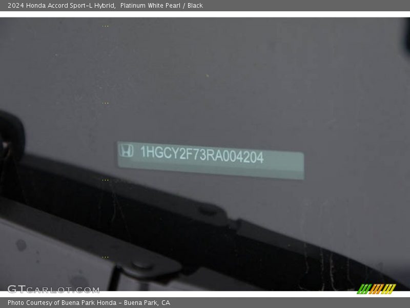 Platinum White Pearl / Black 2024 Honda Accord Sport-L Hybrid