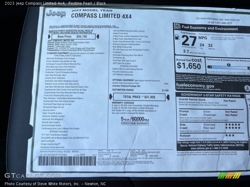  2023 Compass Limited 4x4 Window Sticker