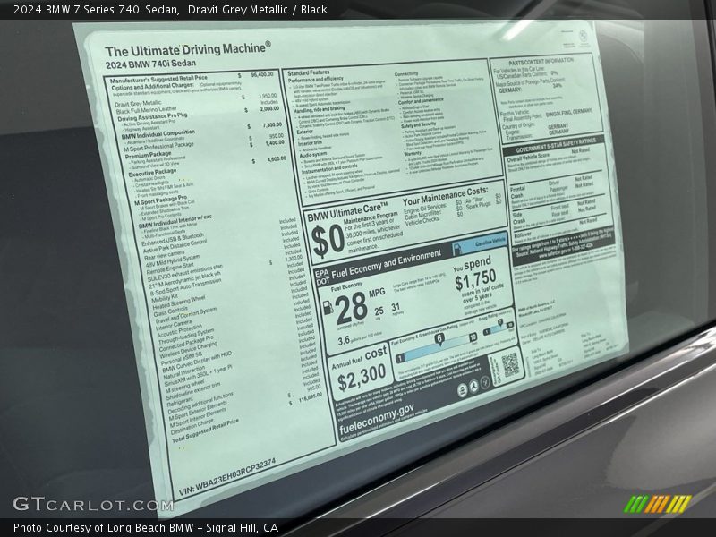  2024 7 Series 740i Sedan Window Sticker