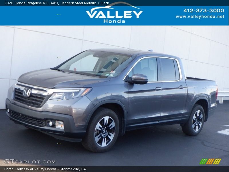 Modern Steel Metallic / Black 2020 Honda Ridgeline RTL AWD