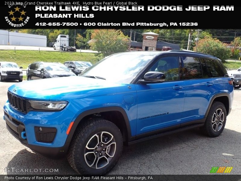 Hydro Blue Pearl / Global Black 2023 Jeep Grand Cherokee Trailhawk 4XE