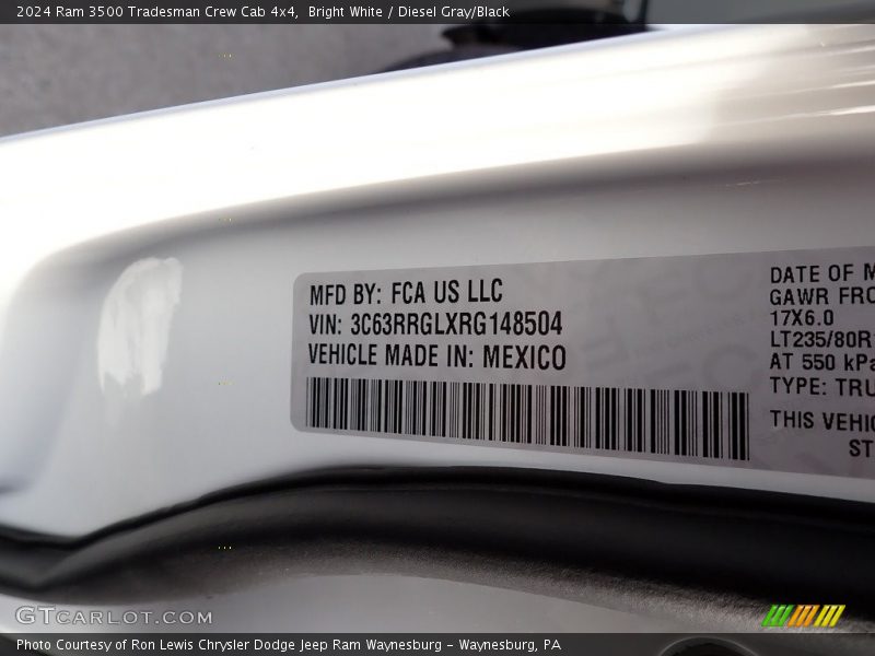 Bright White / Diesel Gray/Black 2024 Ram 3500 Tradesman Crew Cab 4x4