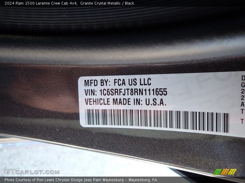 Granite Crystal Metallic / Black 2024 Ram 1500 Laramie Crew Cab 4x4