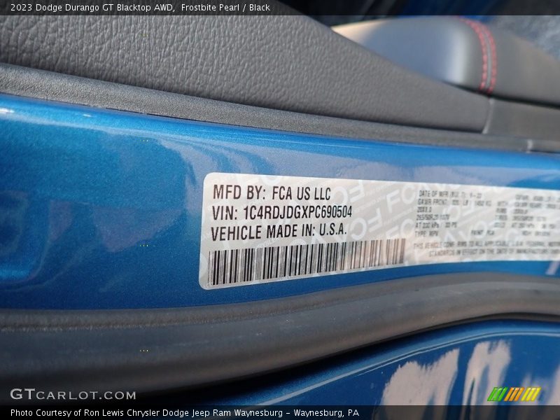 Frostbite Pearl / Black 2023 Dodge Durango GT Blacktop AWD