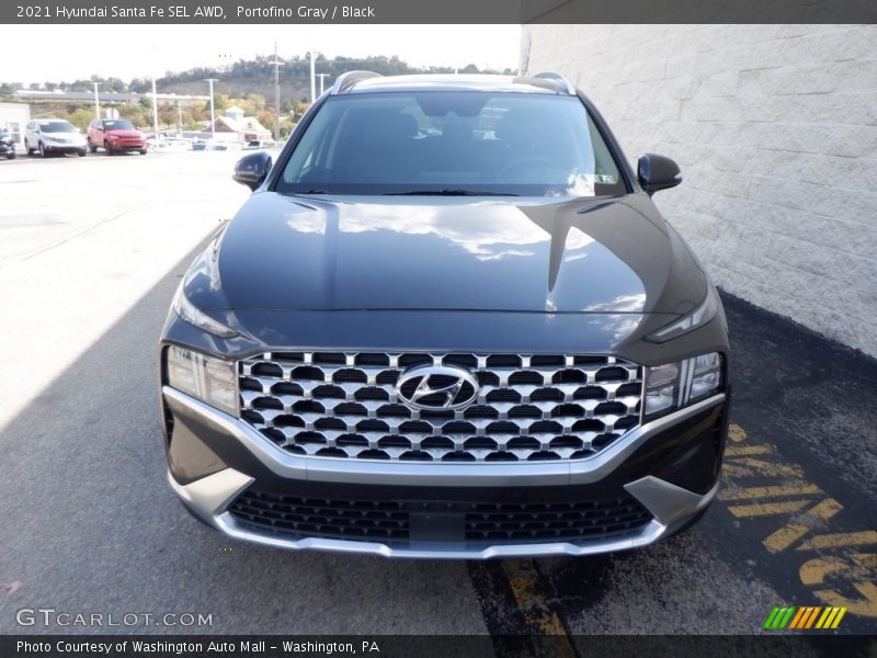 Portofino Gray / Black 2021 Hyundai Santa Fe SEL AWD