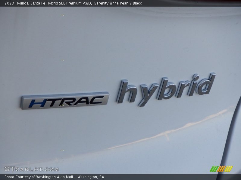 Serenity White Pearl / Black 2023 Hyundai Santa Fe Hybrid SEL Premium AWD