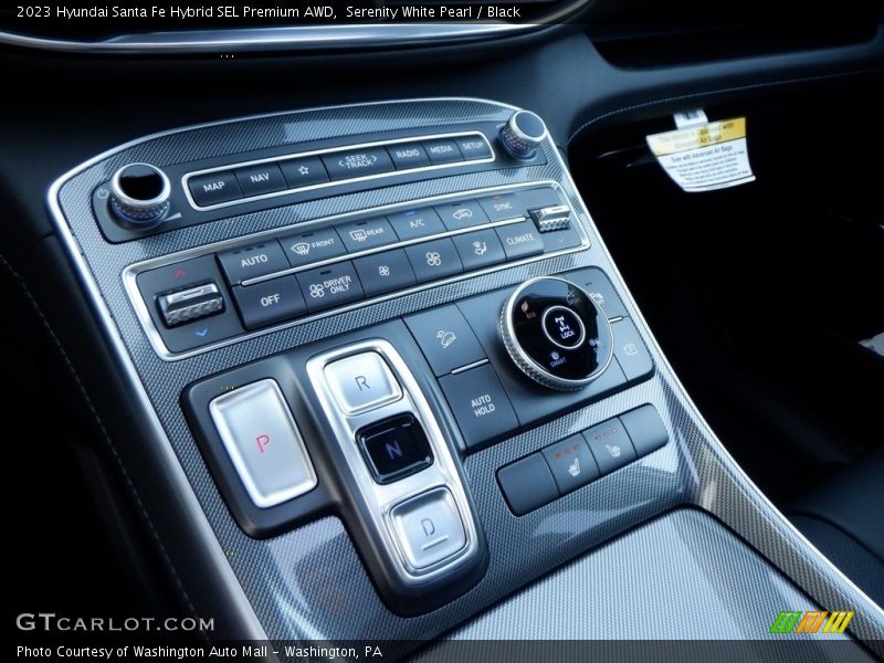 Serenity White Pearl / Black 2023 Hyundai Santa Fe Hybrid SEL Premium AWD