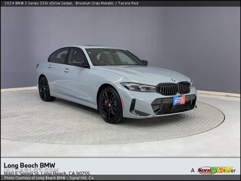 Brooklyn Gray Metallic / Tacora Red 2024 BMW 3 Series 330i xDrive Sedan
