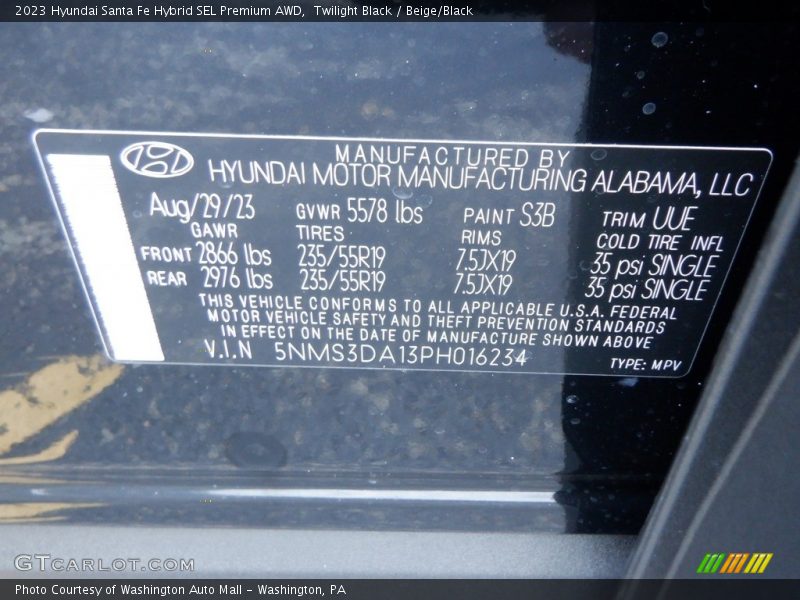 Twilight Black / Beige/Black 2023 Hyundai Santa Fe Hybrid SEL Premium AWD