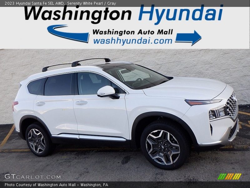 Serenity White Pearl / Gray 2023 Hyundai Santa Fe SEL AWD
