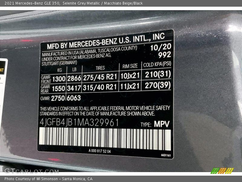 2021 GLE 350 Selenite Grey Metallic Color Code 992