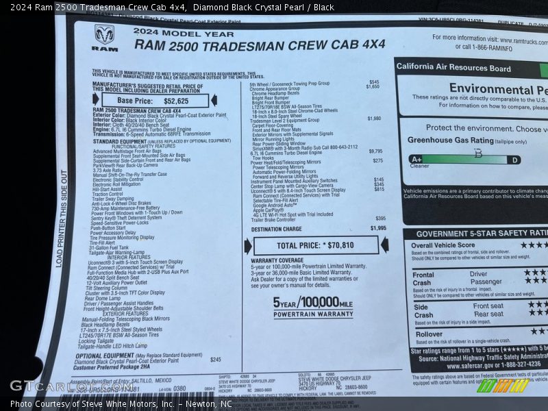 Diamond Black Crystal Pearl / Black 2024 Ram 2500 Tradesman Crew Cab 4x4