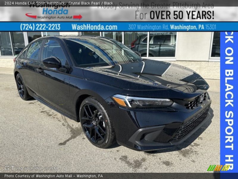 Crystal Black Pearl / Black 2024 Honda Civic Sport Hatchback