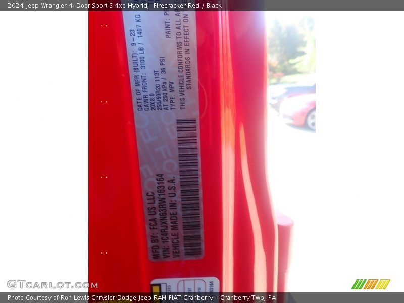 Firecracker Red / Black 2024 Jeep Wrangler 4-Door Sport S 4xe Hybrid