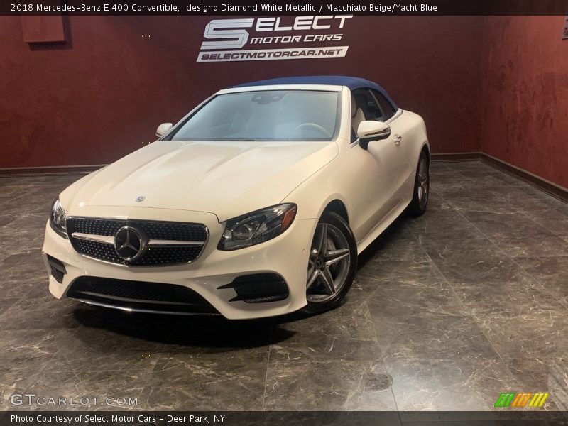 designo Diamond White Metallic / Macchiato Beige/Yacht Blue 2018 Mercedes-Benz E 400 Convertible