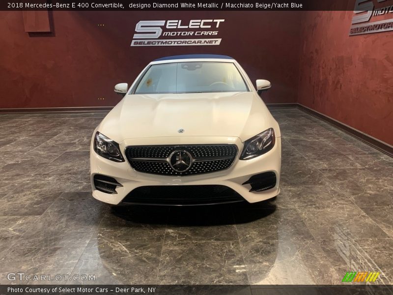 designo Diamond White Metallic / Macchiato Beige/Yacht Blue 2018 Mercedes-Benz E 400 Convertible