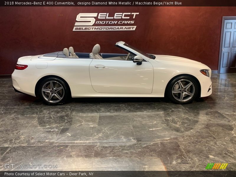 designo Diamond White Metallic / Macchiato Beige/Yacht Blue 2018 Mercedes-Benz E 400 Convertible