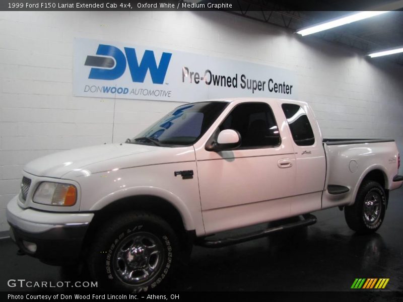 Oxford White / Medium Graphite 1999 Ford F150 Lariat Extended Cab 4x4