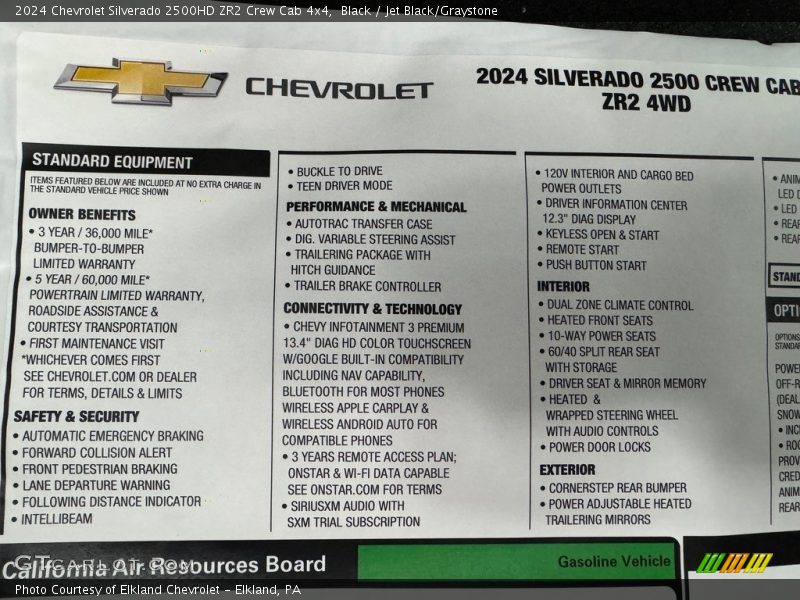  2024 Silverado 2500HD ZR2 Crew Cab 4x4 Window Sticker