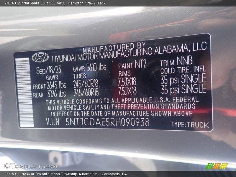 Hampton Gray / Black 2024 Hyundai Santa Cruz SEL AWD