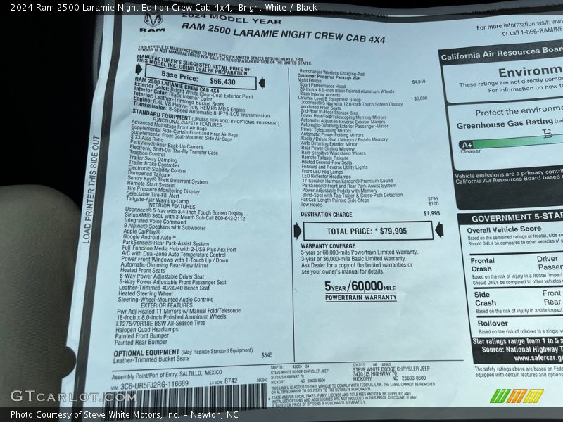  2024 2500 Laramie Night Edition Crew Cab 4x4 Window Sticker