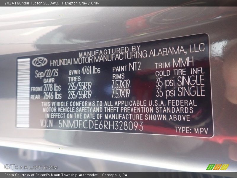 Hampton Gray / Gray 2024 Hyundai Tucson SEL AWD