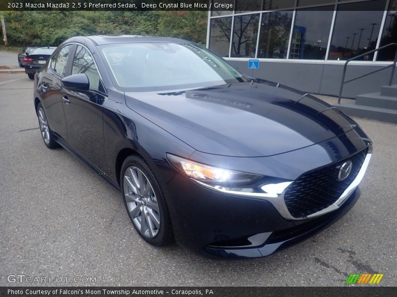 Deep Crystal Blue Mica / Greige 2023 Mazda Mazda3 2.5 S Preferred Sedan