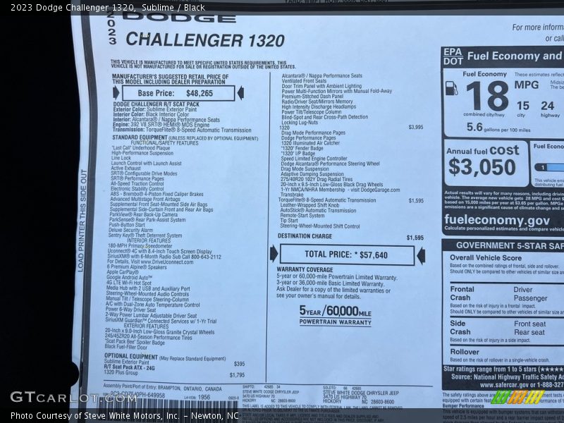  2023 Challenger 1320 Window Sticker