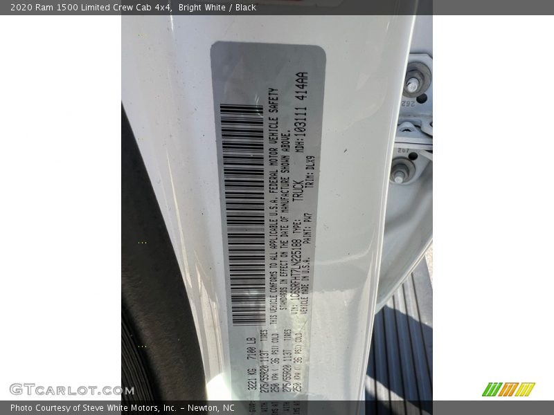 2020 1500 Limited Crew Cab 4x4 Bright White Color Code PW7