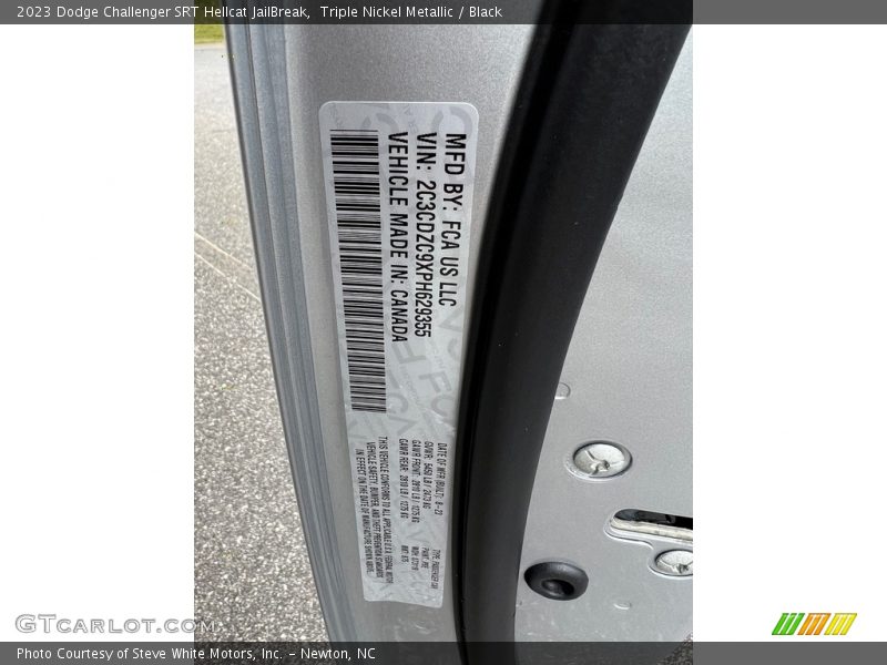 2023 Challenger SRT Hellcat JailBreak Triple Nickel Metallic Color Code PSE