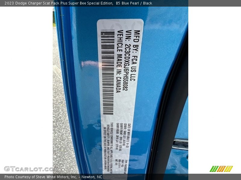 2023 Charger Scat Pack Plus Super Bee Special Edition B5 Blue Pearl Color Code PQD