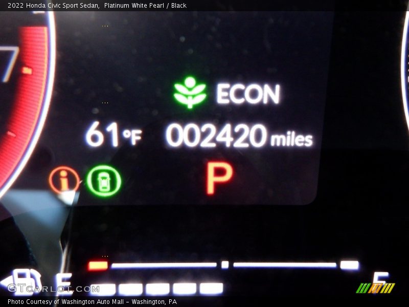 Platinum White Pearl / Black 2022 Honda Civic Sport Sedan