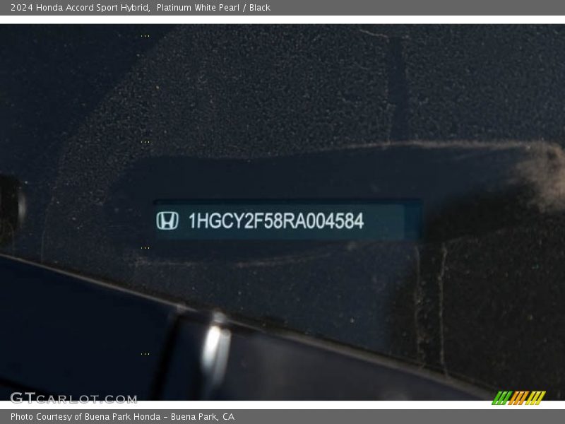 Platinum White Pearl / Black 2024 Honda Accord Sport Hybrid
