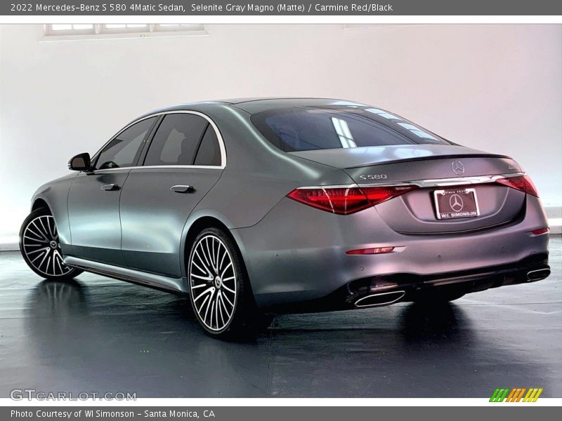 Selenite Gray Magno (Matte) / Carmine Red/Black 2022 Mercedes-Benz S 580 4Matic Sedan