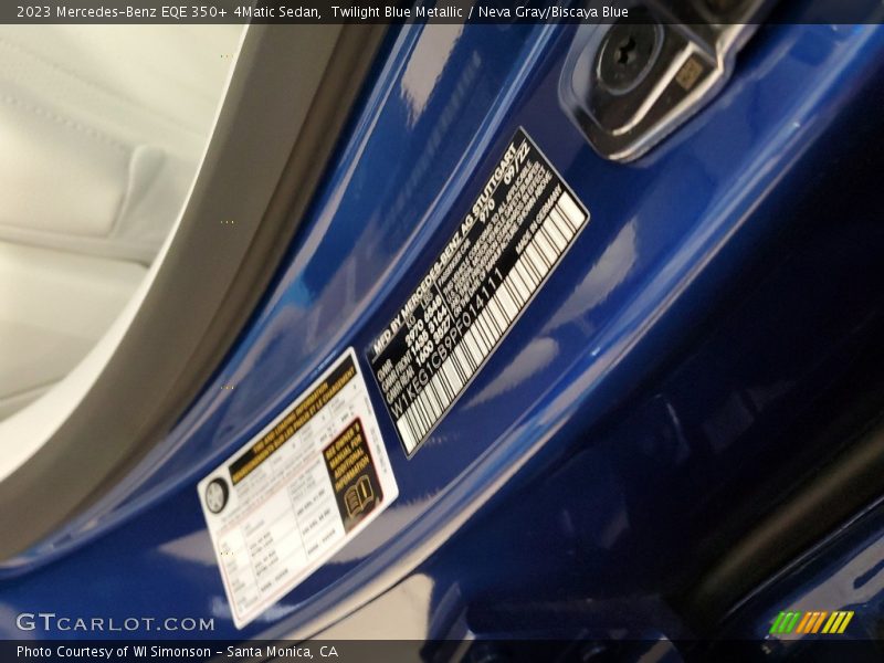 2023 EQE 350+ 4Matic Sedan Twilight Blue Metallic Color Code 970