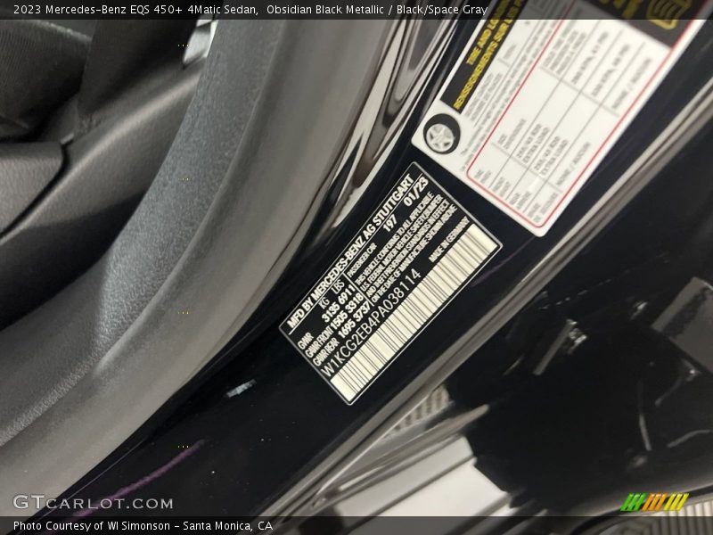 2023 EQS 450+ 4Matic Sedan Obsidian Black Metallic Color Code 197