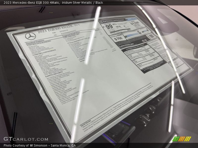  2023 EQB 300 4Matic Window Sticker