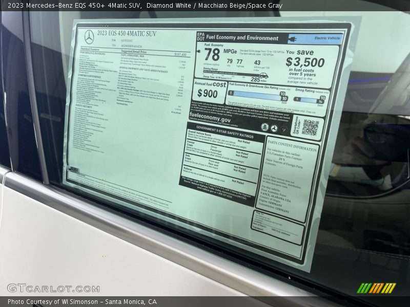  2023 EQS 450+ 4Matic SUV Window Sticker