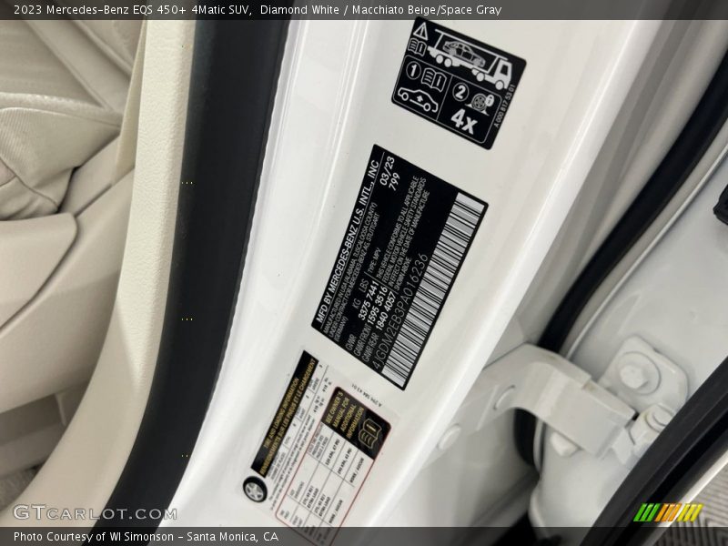 2023 EQS 450+ 4Matic SUV Diamond White Color Code 799