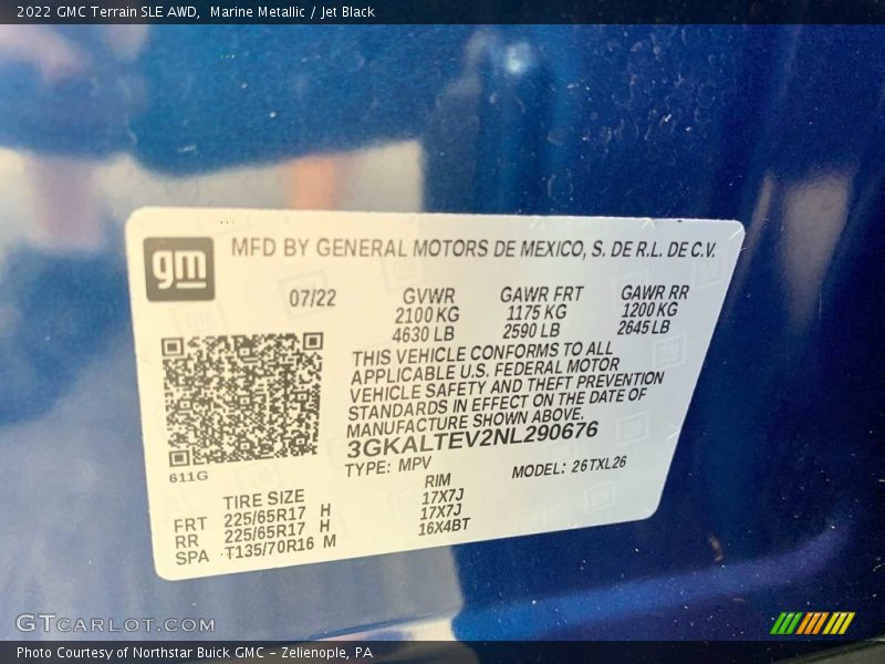 Marine Metallic / Jet Black 2022 GMC Terrain SLE AWD