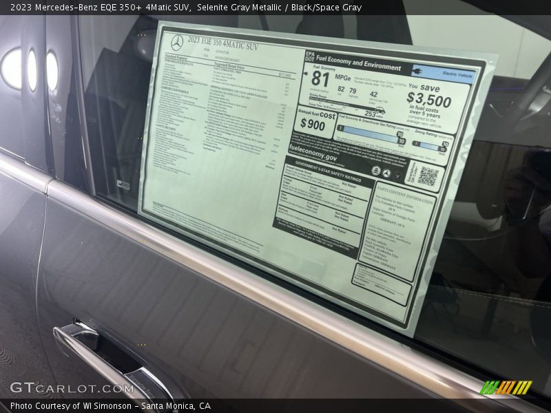 Selenite Gray Metallic / Black/Space Gray 2023 Mercedes-Benz EQE 350+ 4Matic SUV