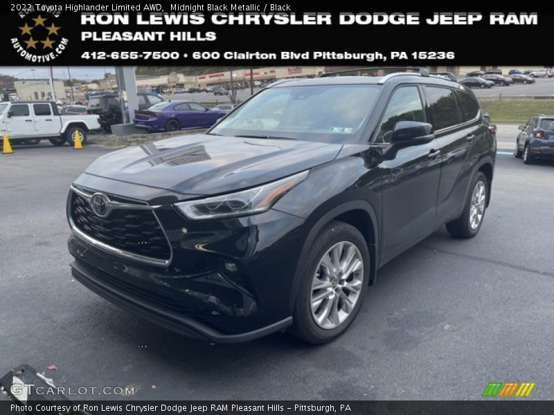 Midnight Black Metallic / Black 2022 Toyota Highlander Limited AWD