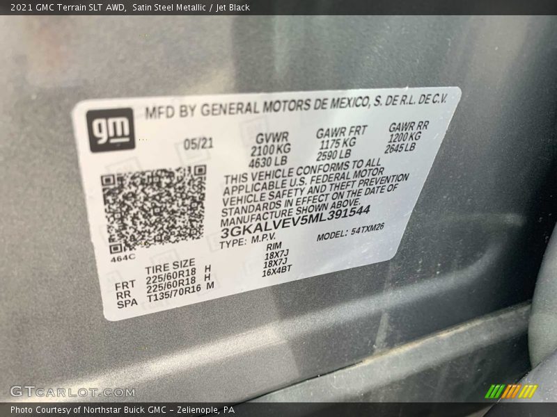 Satin Steel Metallic / Jet Black 2021 GMC Terrain SLT AWD