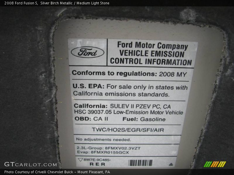 Silver Birch Metallic / Medium Light Stone 2008 Ford Fusion S